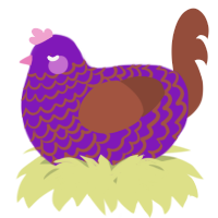A violet and russet chicken with a lace pattern