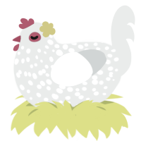 A silver chicken with a speckle pattern