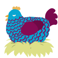 A cerulean and wine chicken with a lace pattern