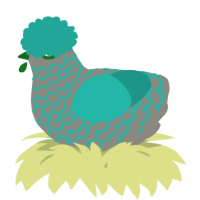 A ash and turquoise chicken with a lace pattern