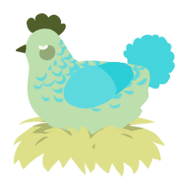 A gluppy and aqua chicken with a half-lace pattern
