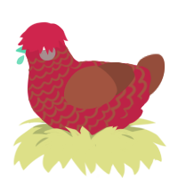 BanBan, a crimson and russet chicken with a lace pattern
