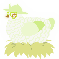 A white and apple chicken with a lace pattern