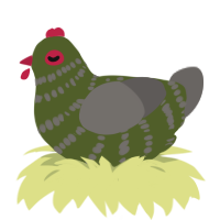 (unnamed), a olive and grey chicken with a bar pattern