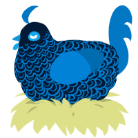 A tumblr and sapphire chicken with a double-lace pattern
