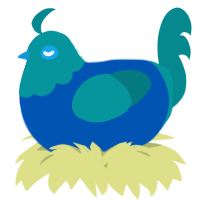 A ultramarine and teal chicken with a head pattern