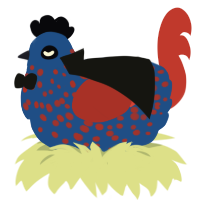 A honey and aqua chicken with a speckle pattern