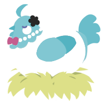 A silver and sea chicken with a head pattern
