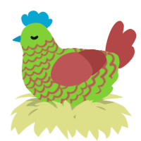 A grass and red chicken with a lace pattern