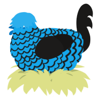 A sky and sable chicken with a lace pattern
