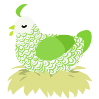 葱, a white and grass chicken with a double-lace pattern