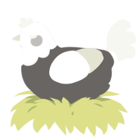 A grey and white chicken with a head pattern