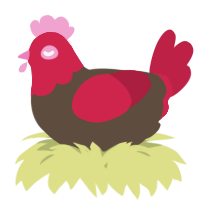 A bark and crimson chicken with a head pattern