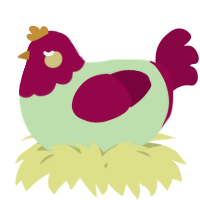 A gluppy and maroon chicken with a head pattern