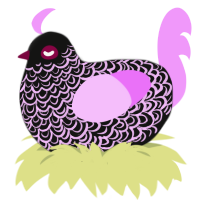 Starship, a black and lavender chicken with a double-lace pattern