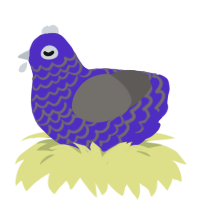 A indigo and grey chicken with a lace pattern
