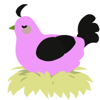 A lavender and black chicken