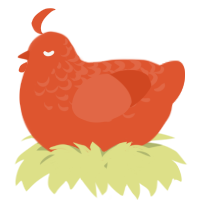 A vermilion chicken with a half-lace pattern