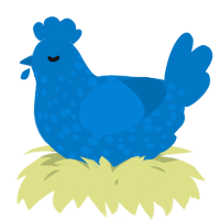 A sapphire chicken with a speckle pattern