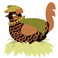 A black and brown chicken with a lace pattern