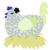 Sterling, a silver and apple chicken with a speckle pattern