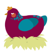 A maroon and sea chicken with a neck-speckle pattern