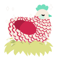 Fluoride Toothpaste, a cream and crimson chicken with a lace pattern