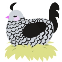 A mist and sable chicken with a lace pattern
