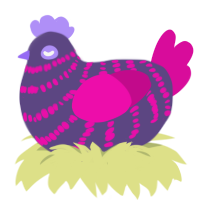 (unnamed), a overcast and fuchsia chicken with a bar pattern