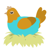 A aqua and ochre chicken with a head pattern