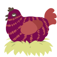 A wine and red chicken with a bar pattern