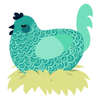 A turquoise and mint chicken with a double-lace pattern