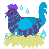 Blue Bonnet, a overcast and cerulean chicken with a bar pattern