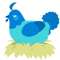 A aqua and sapphire chicken with a head pattern