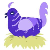 A indigo and lilac chicken with a half-bar pattern