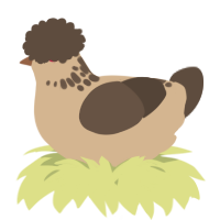 A beige and bark chicken with a neck-speckle pattern