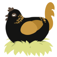 A black and gold chicken with a neck-band pattern