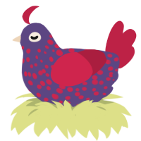Rafflesia, a overcast and crimson chicken with a speckle pattern