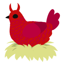 Giygas, a red and maroon chicken with a lace pattern