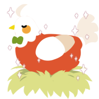 A vermilion and cream chicken with a head pattern