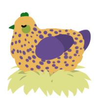 A honey and overcast chicken with a speckle pattern