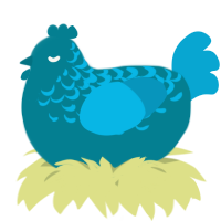 A sea and cerulean chicken with a half-lace pattern