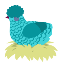 A aqua and teal chicken with a lace pattern