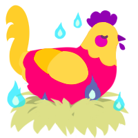 A fuchsia and honey chicken with a head pattern