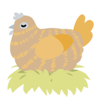 A beige and honey chicken with a bar pattern