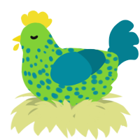 A grass and sea chicken with a speckle pattern