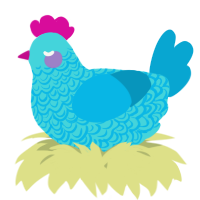 A aqua and cerulean chicken with a double-lace pattern