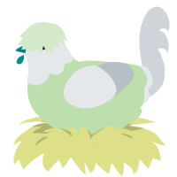 A gluppy and mist chicken with a head pattern