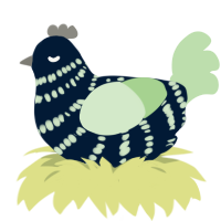 Clock, a tumblr and gluppy chicken with a bar pattern