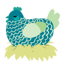 A sea and gluppy chicken with a lace pattern